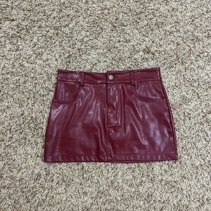 Edikted Red Mini Leather Skirt Size XS!